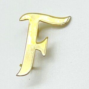 Vintage Gold Tone Letter F Initial Pin Brooch Tiny Scatter